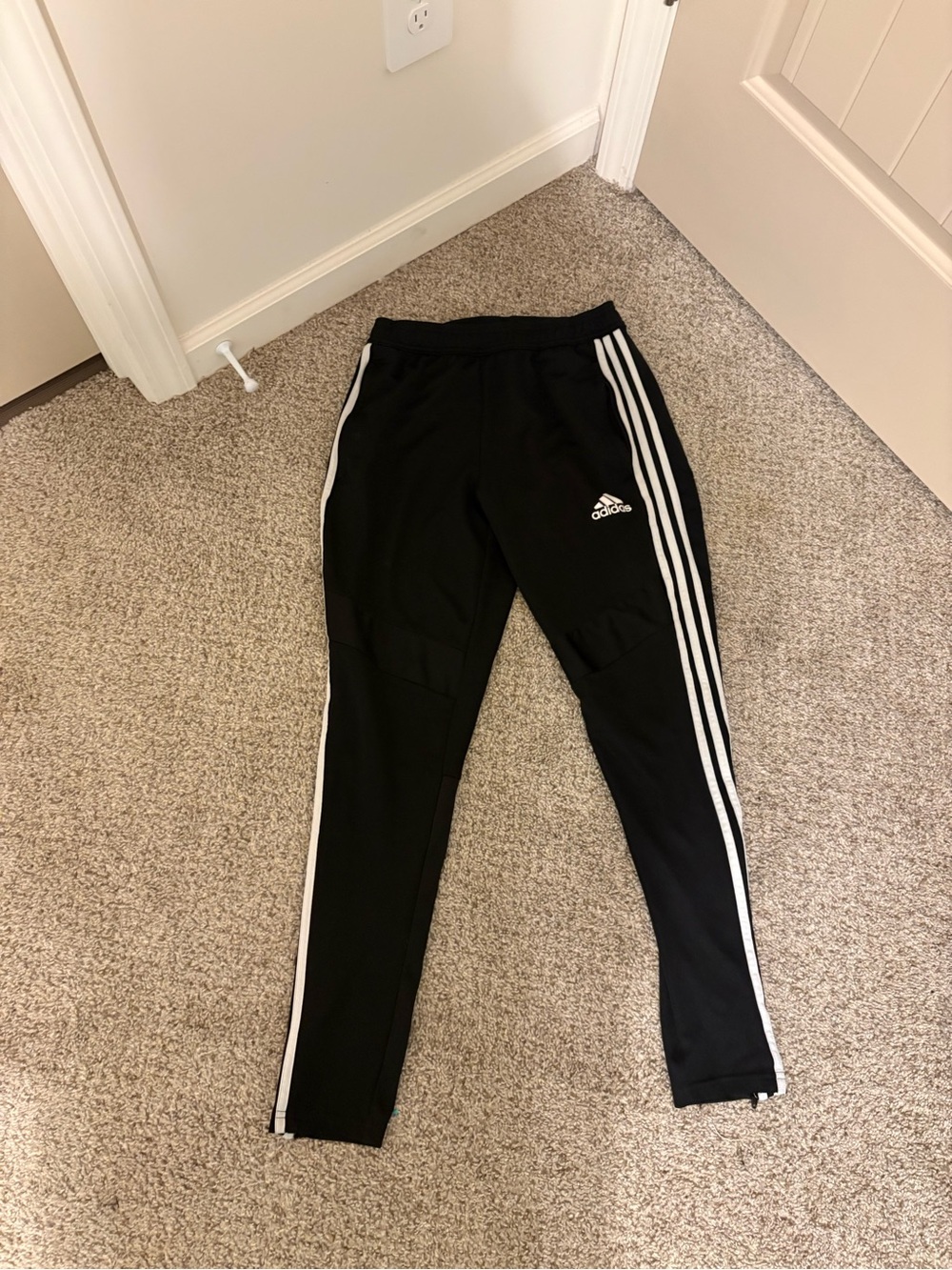 Adidas Black Track Pants with White Side Stripes